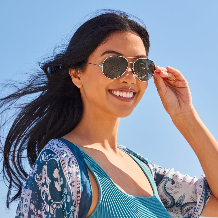 Tangle Free Aviator - Black Gold Polarized