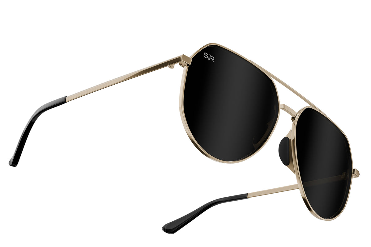 Tangle Free Aviator Hex - Black Gold Polarized