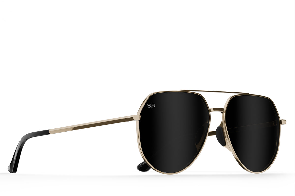 Tangle Free Aviator Hex - Black Gold Polarized