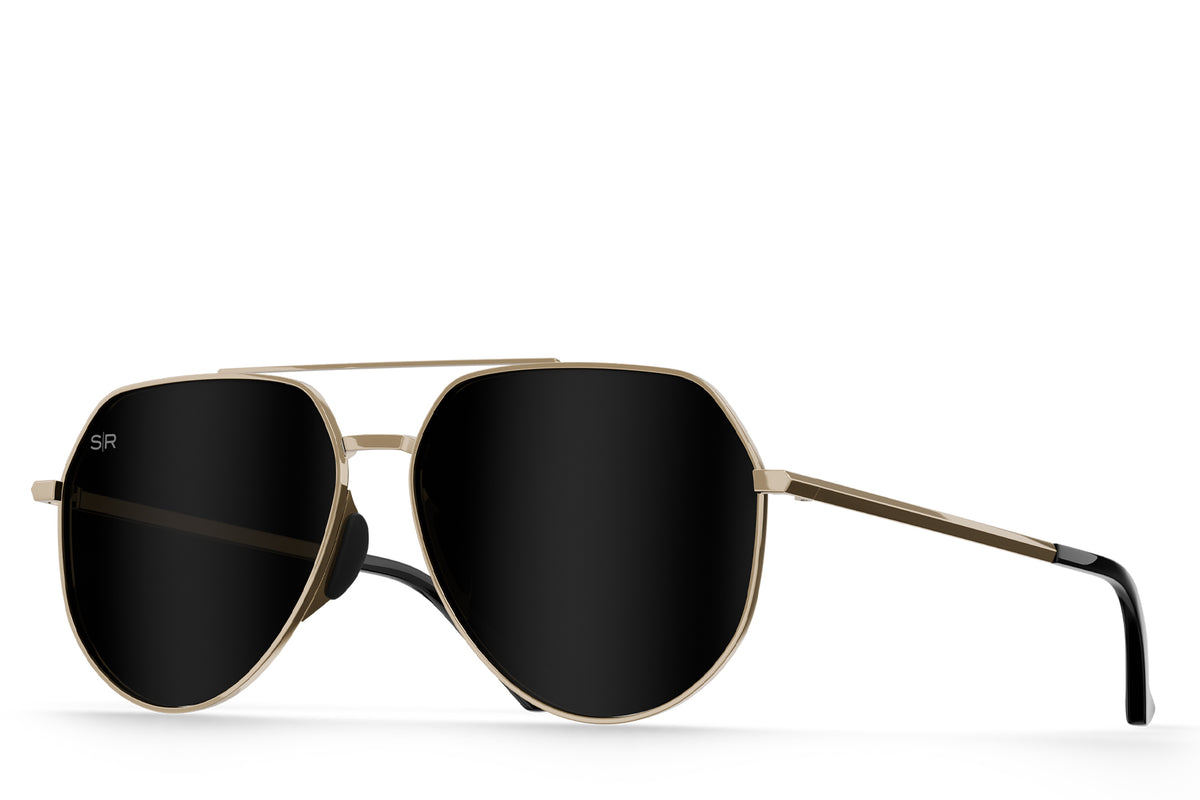 Tangle Free Aviator Hex - Black Gold Polarized