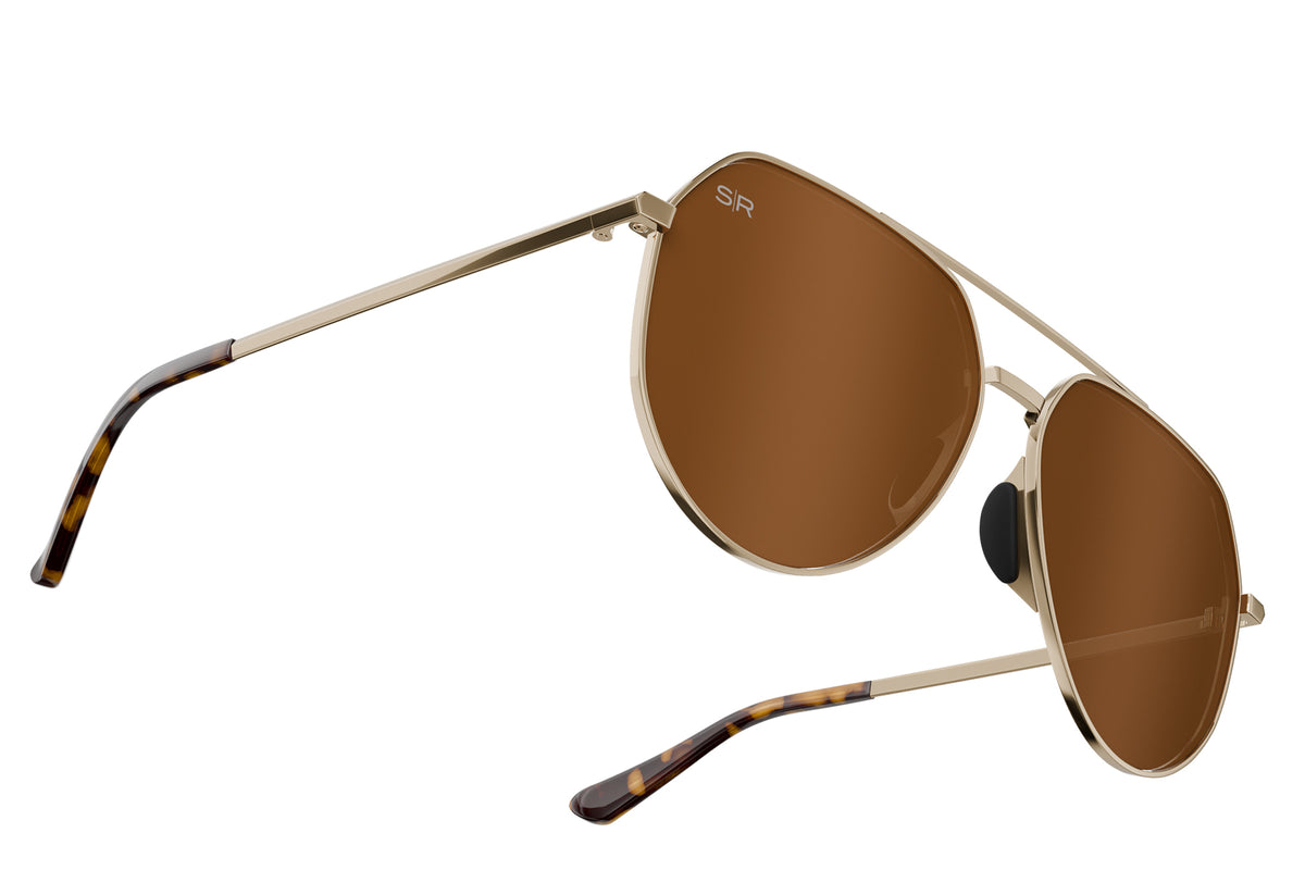 Tangle Free Aviator Hex - Amber Gold Polarized