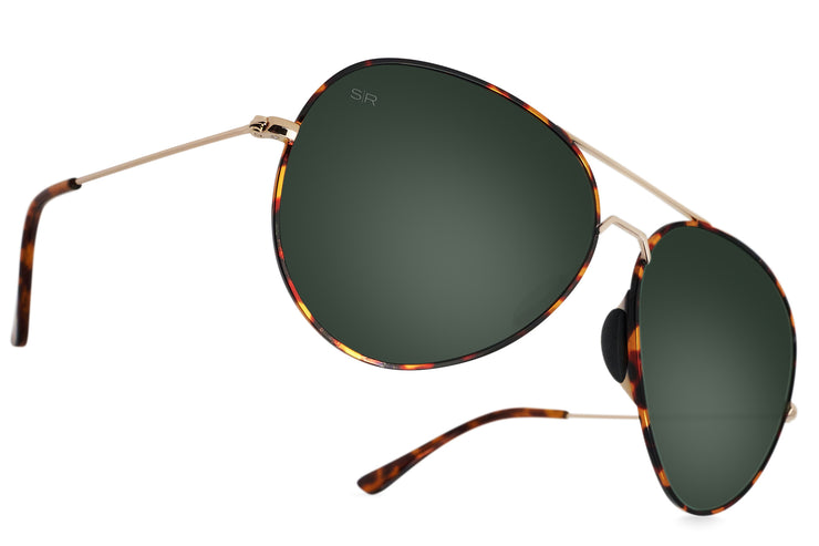 Tangle Free Aviator - Green Tortoise Polarized