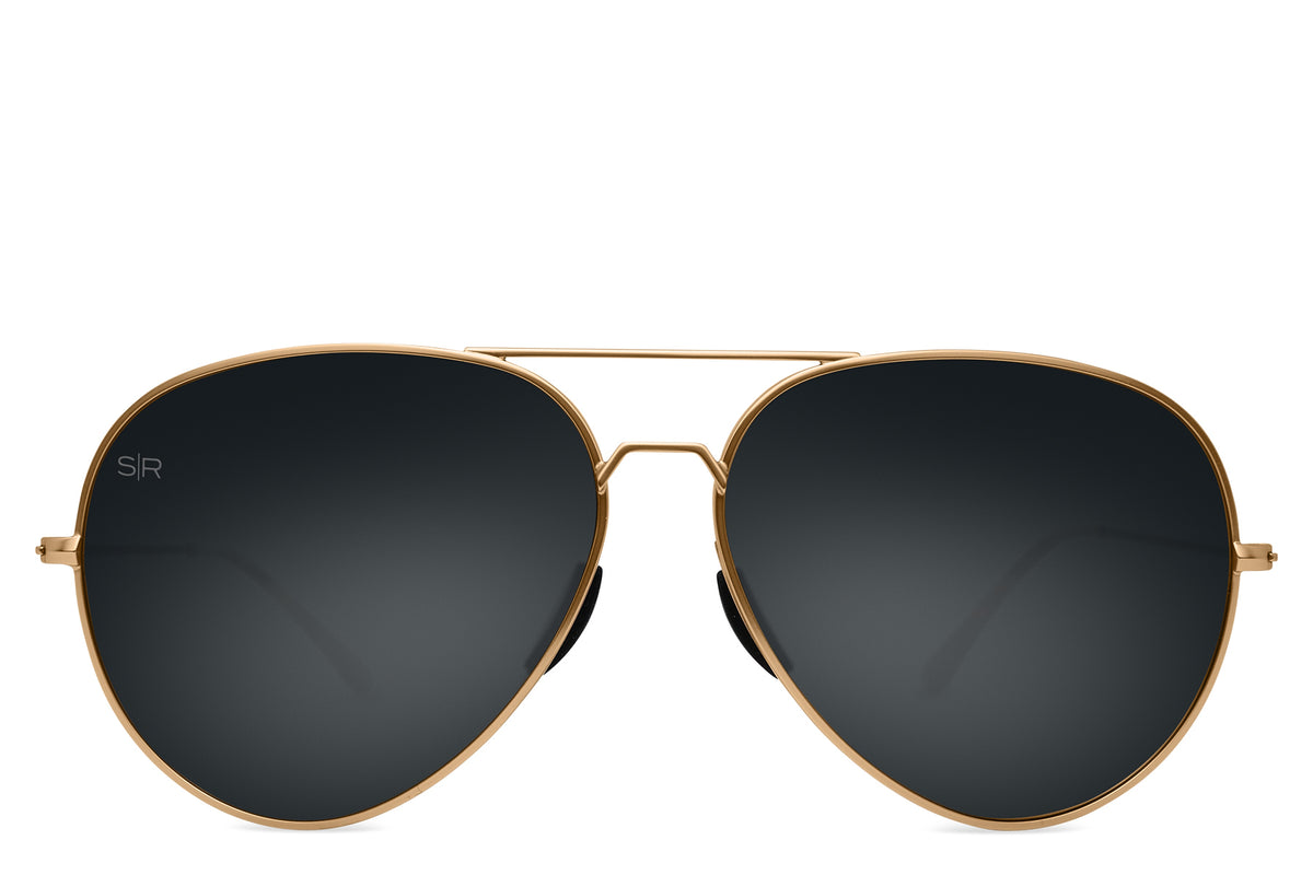 Tangle Free Aviator - Black Gold Polarized