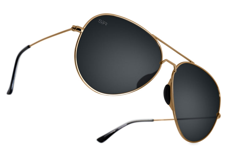 Tangle Free Aviator - Black Gold Polarized