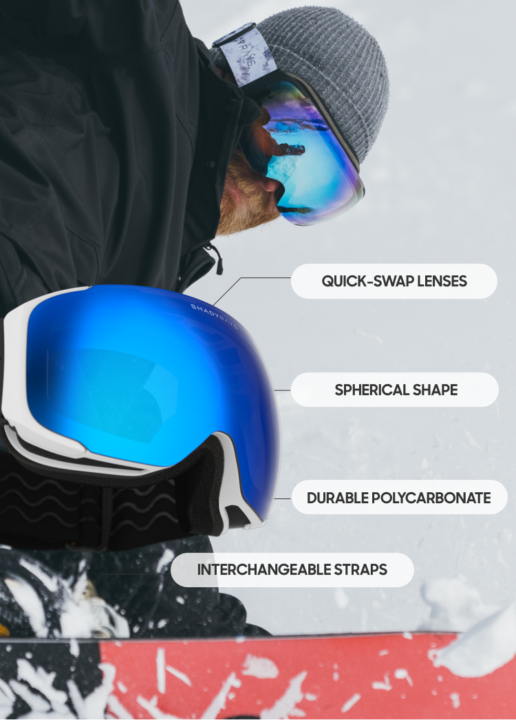 Shady Rays Sky Ski Goggles Denali Snow Goggles Black Magnetic