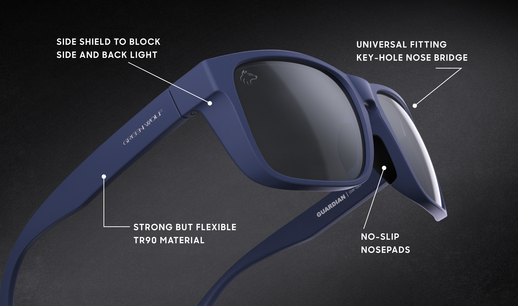 Green Wolf Guardian - Black Green