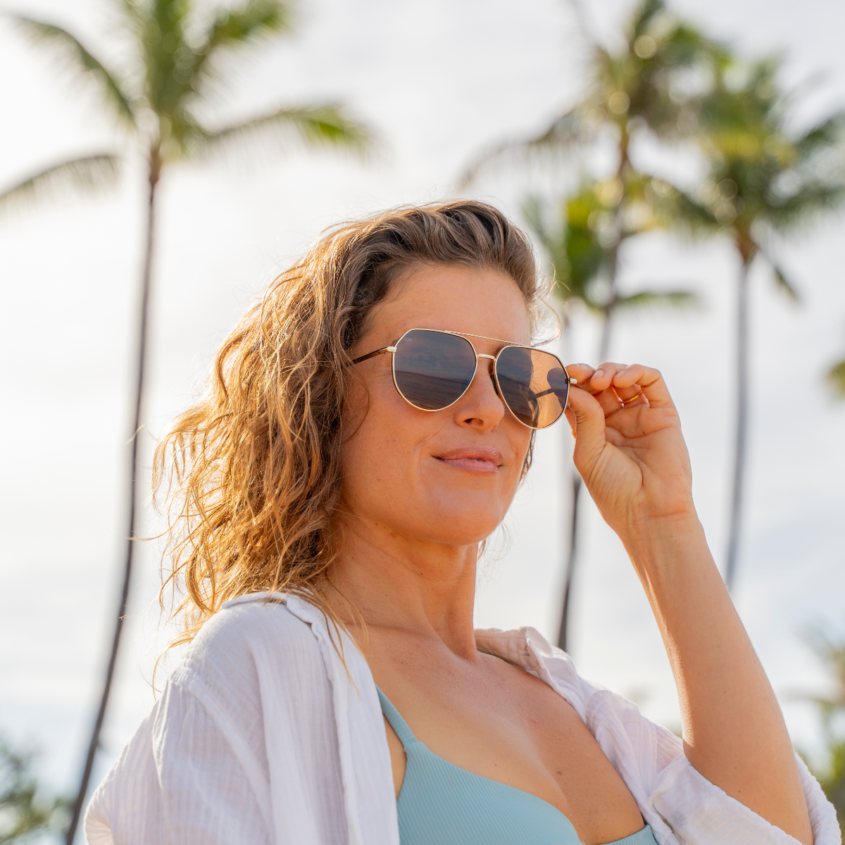 Tangle Free Aviator Hex - Amber Gold Polarized