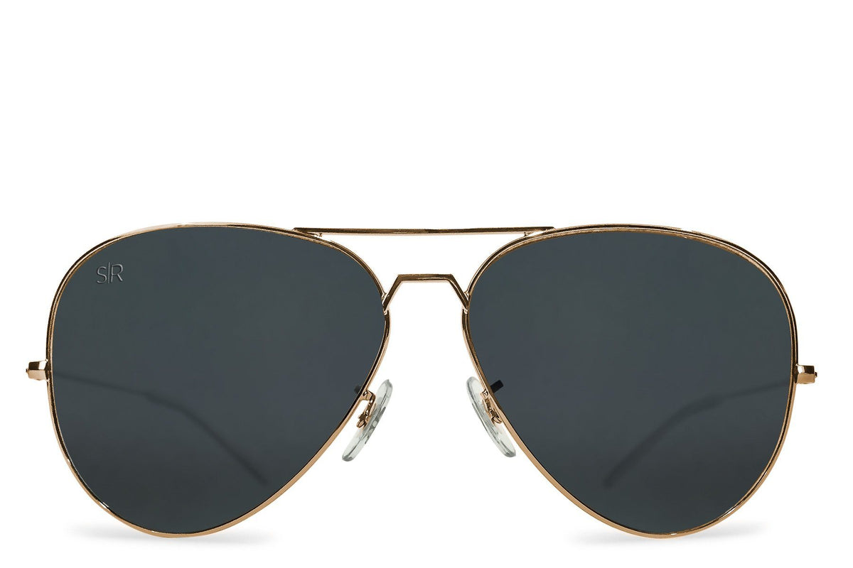 Aviator - Black Gold Polarized Aviator Shady Rays 
