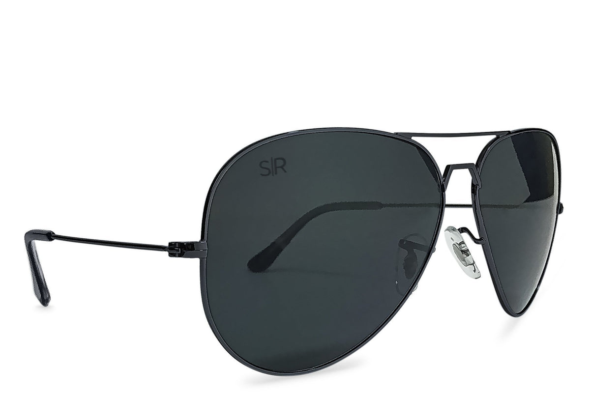 Aviator - Black Stealth Polarized Aviator Shady Rays 