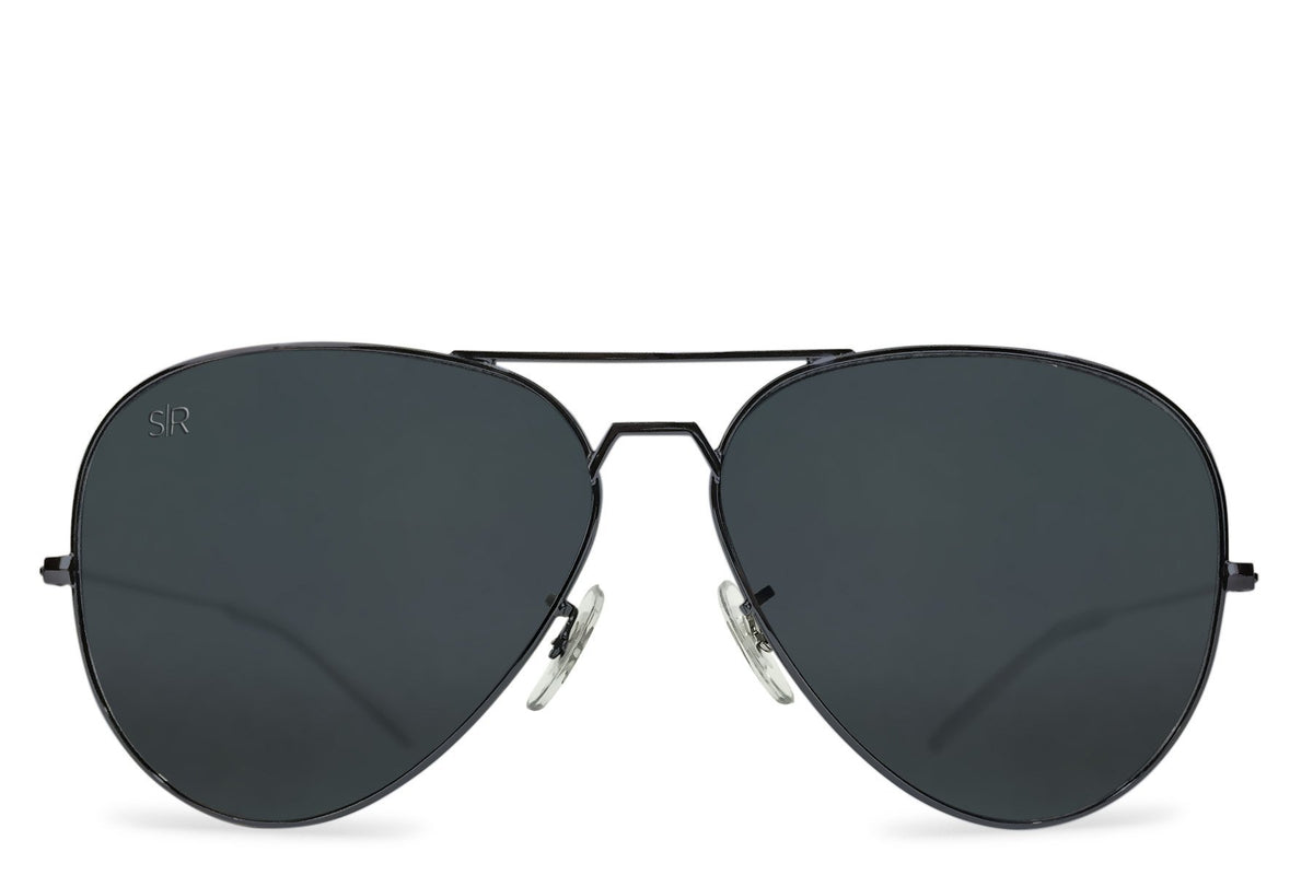 Aviator - Black Stealth Polarized Aviator Shady Rays 